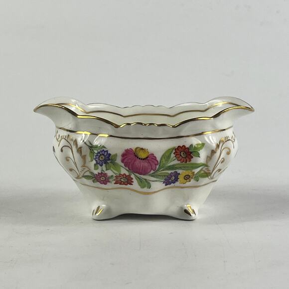 Hammersley Dresden Sprays Bone China Sugar Bowl England Floral Gold Trim Footed - Picture 1 of 11